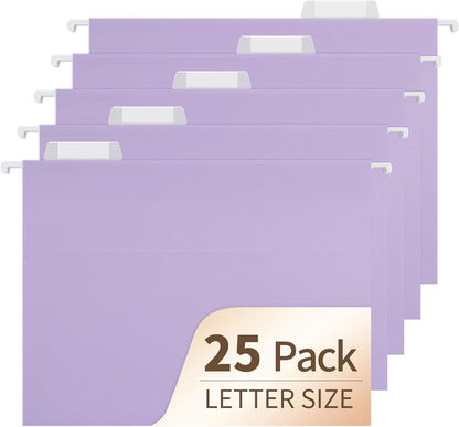 Blue Hanging File Folders,25 Pack Letter Size File Folders with 1/5-cut Tabs,Office Essentials for Filing Cabinet & Desk Storage