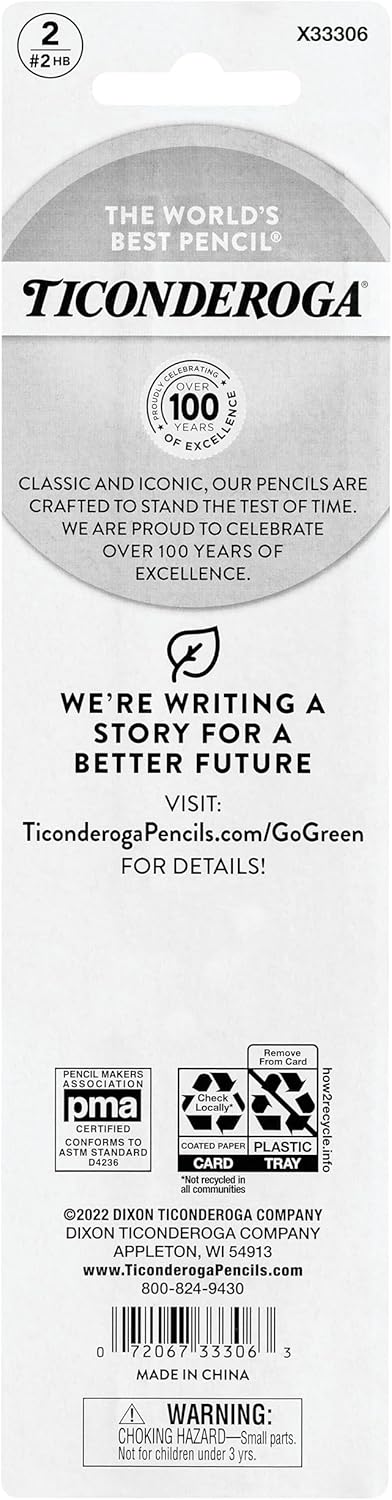 Ticonderoga My First Wood-Cased Pencils, Pre-Sharpened, 2 HB, Yellow, 12 Count