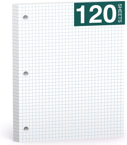 Note Pads 8 X 10.5 Loose Leaf Paper, 120Sheets, 3 Hole Punched Lined Paper, College Ruled 8 X 10.5 Notebooks, 10-1/2" X 8 Binder Writing Pads, Filler Paper For Engineering, Office, School Supplies