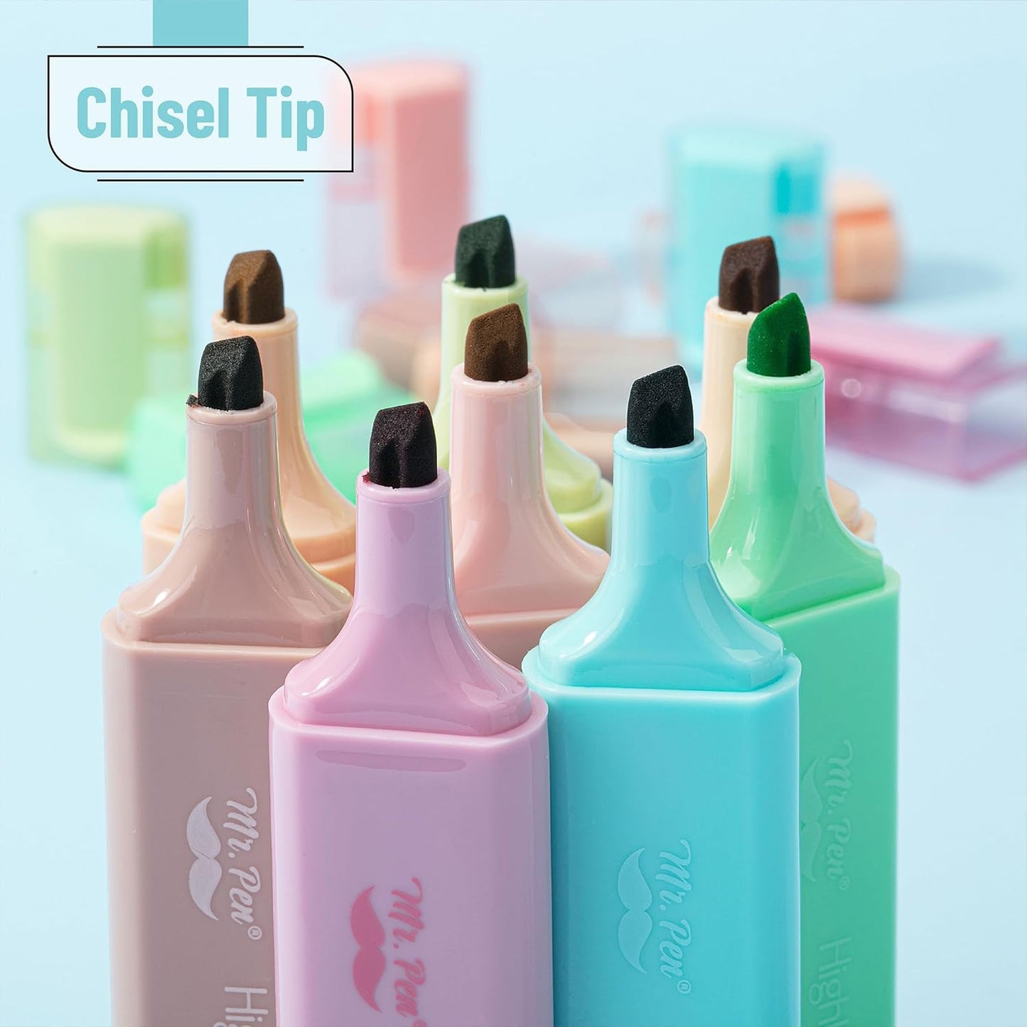 Mr. Pen- Pastel Highlighters, 8 Pack, Highlighters with Firm Chisel Tip, Quick Dry & Non-Toxic, No Bleed on Standard Paper, Ideal for Highlighting, Underlining, Journaling & Coloring