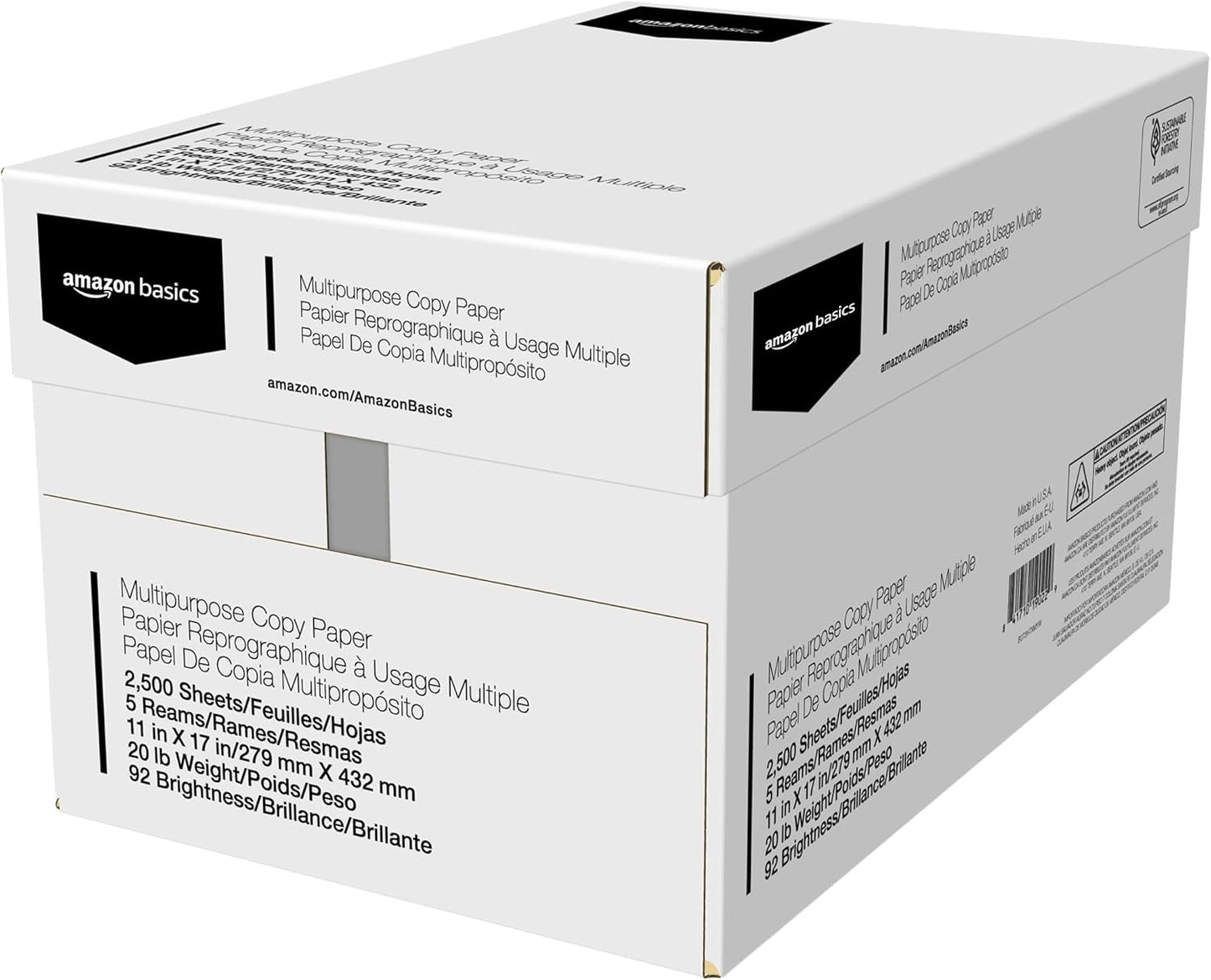 Amazon Basics Multipurpose Copy Printer Paper, 20 lb, 8.5 x 11 Inches, 10 Reams (5,000 Sheets), 92 Bright White
