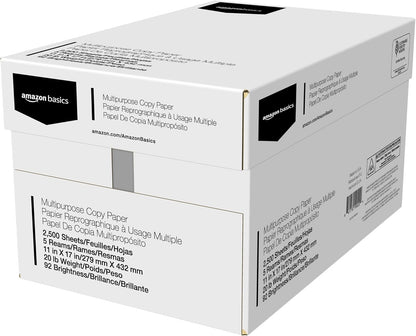 Amazon Basics Multipurpose Copy Printer Paper, 20 lb, 8.5 x 11 Inches, 10 Reams (5,000 Sheets), 92 Bright White