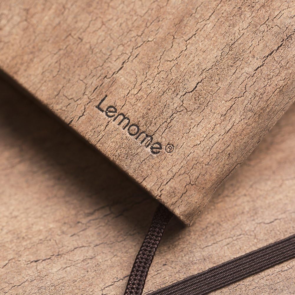 Lemome Thick Classic Notebook with Pen Loop A5 College Ruled Hardcover Writing Notebook with Pocket + Page Dividers Gifts, Banded, Large, 180 Pages, 8.4 x 5.7 in