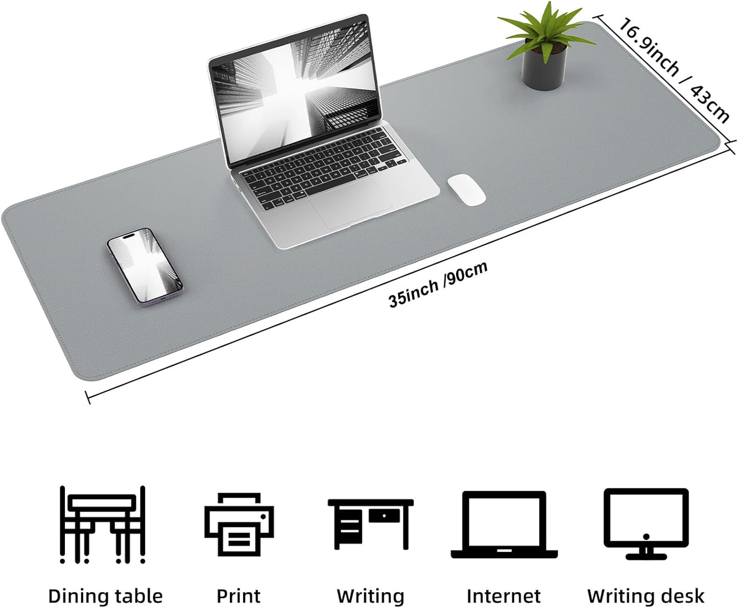 Large Desk Mat 47.2" x 17" Leather Desk Pad Protector with Natural Cork & PU Leather, Non-Slip Office Desk Mat, Large Mouse Pad, Waterproof Desk Blotter pad for Office&Home(Black)