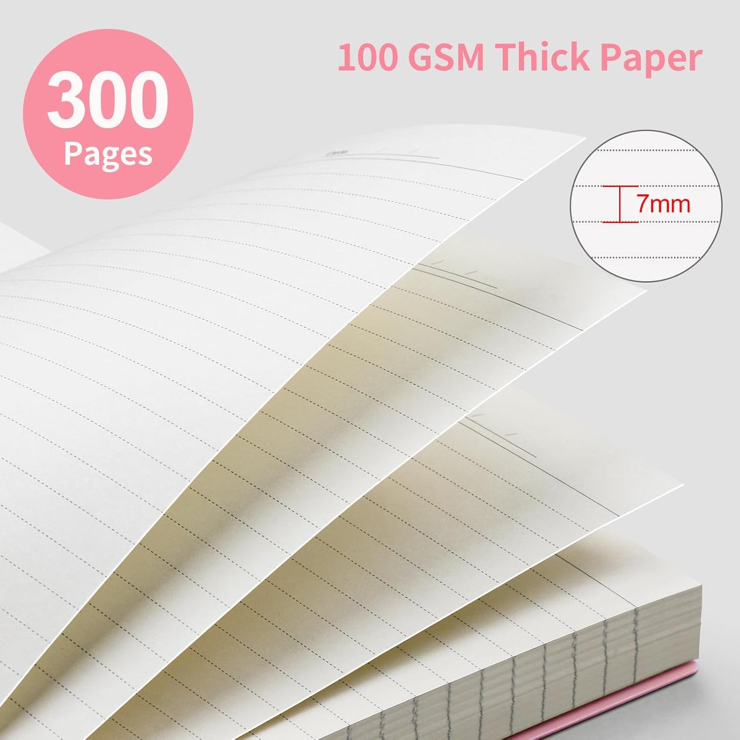 EMSHOI A5 Spiral Notebook College Ruled Lined Journal, Small 5.7" X 8.22", 300 Pages/150 Sheets, 100gsm Thick Paper, Waterproof Hardcover, for Office School Women Men Work Writing Notes, Blue