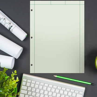 Seajan 5 Pcs Engineering Paper Notebook Engineering Computation Pad 8.5 x 11 Inches Engineer Graph Paper Notepad, 5 Squares Per Inch 3 Hole Punched Computation Pad, 100 Sheets/pack (Green)