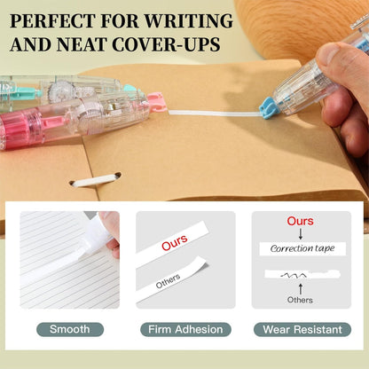 Refillable Correction Tape, 157 ft Total – 2 Pre-Filled Dispensers + 6 Snap-In Refills, School & Office Supplies, Pink &Purple