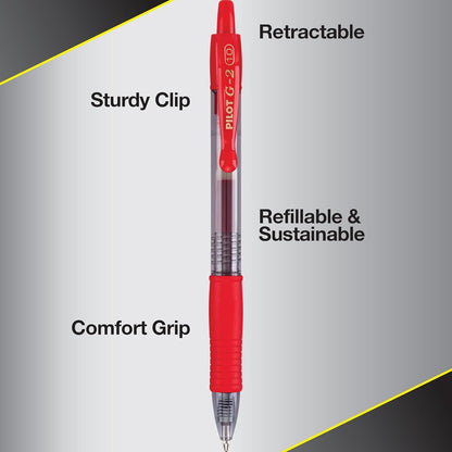 PILOT G2 Premium Refillable & Retractable Rolling Ball Gel Pens, Bold Point, Blue Ink, 12-Pack (31257)