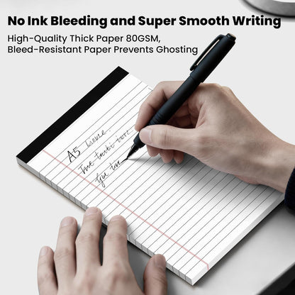 12 Pack Notepads 5x8, Small Legal Pads Narrow College Ruled, 30 Sheets/Pack, Perforated Notebook - White Note Pads for School, Memo, Note Taking, Teacher & Office Supplies, Writing Pads of Paper