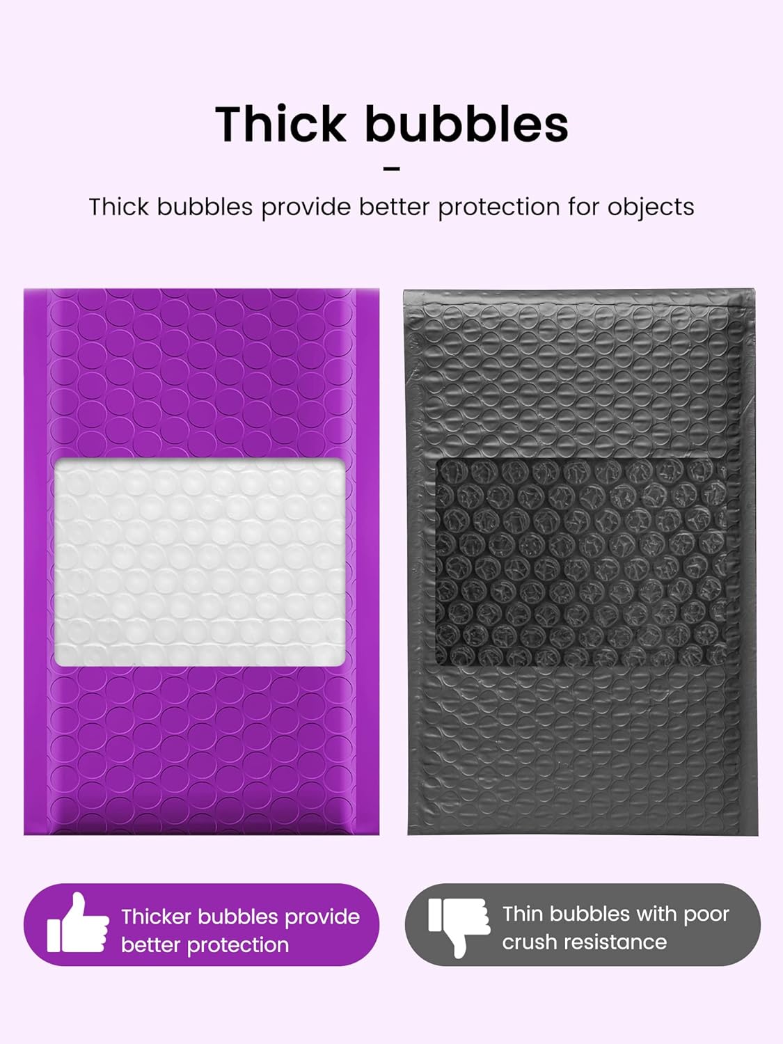 GSSUSA Black Bubble Mailers 4x8 Inches 50 Pack, Usable Size 4X7" Bubble Envelopes for Small Business, Padded Envelope, Shipping Mailers, Packaging Bags, Mailing Envelopes, Shipping Supplies