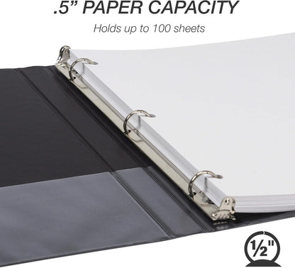 Samsill 1.5 Inch 3 Ring Binders, Economy Round Ring, Clear View Cover, 325 Sheet Capacity - for School, Home, Office - White, 4 Pack