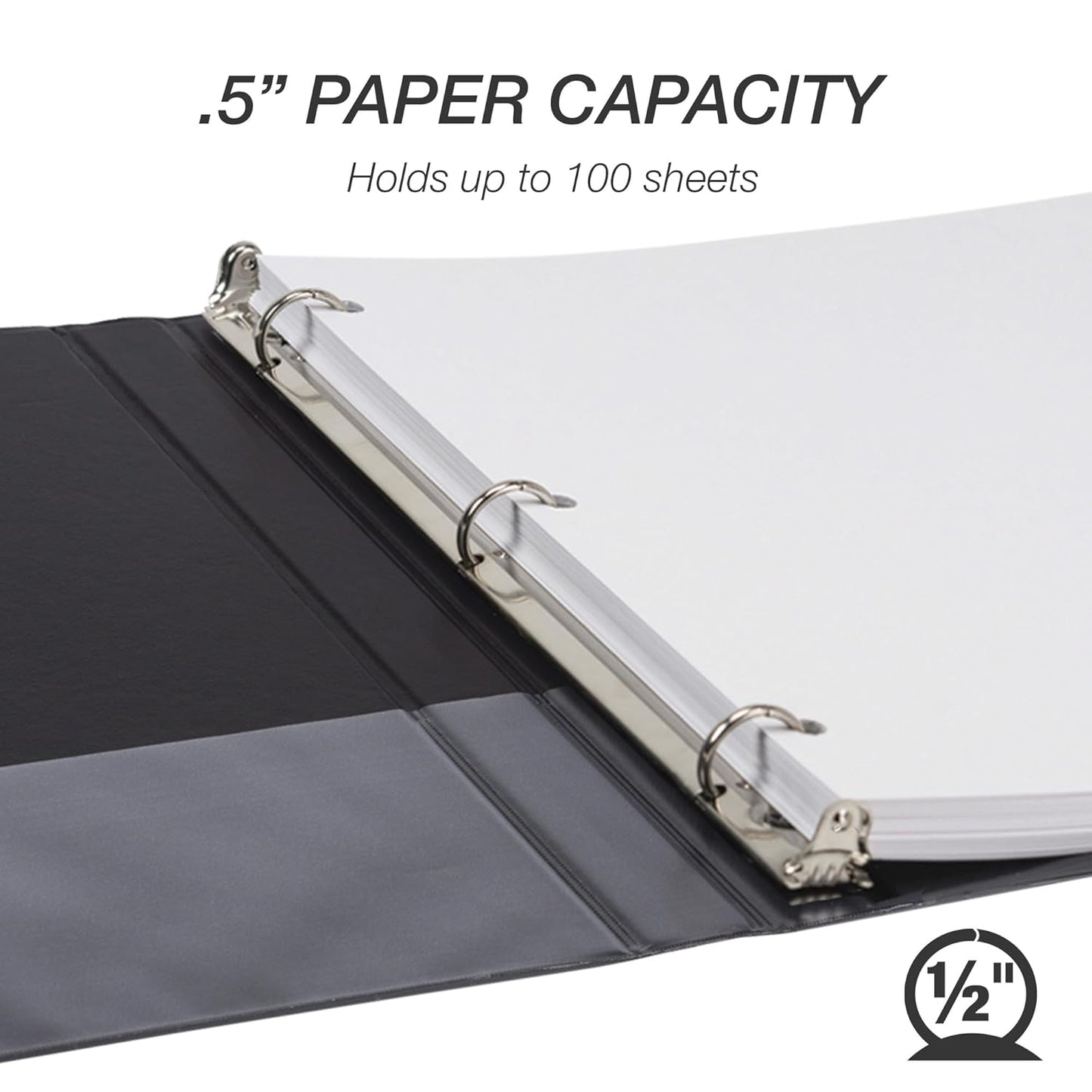 Samsill 3 Inch 3 Ring Binders, Economy Round Ring, Clear View Cover, 550 Sheet Capacity - for School, Home, Office - Black, 4 Pack