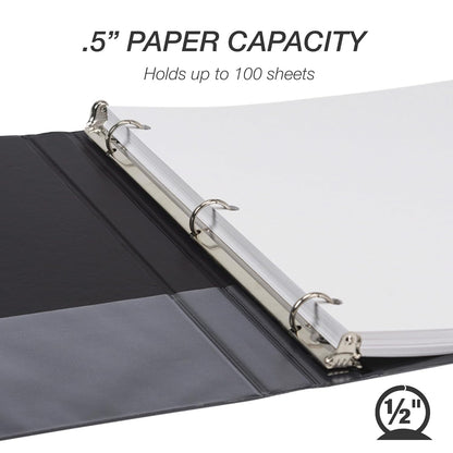 Samsill 3 Inch 3 Ring Binders, Economy Round Ring, Clear View Cover, 550 Sheet Capacity - for School, Home, Office - Black, 4 Pack