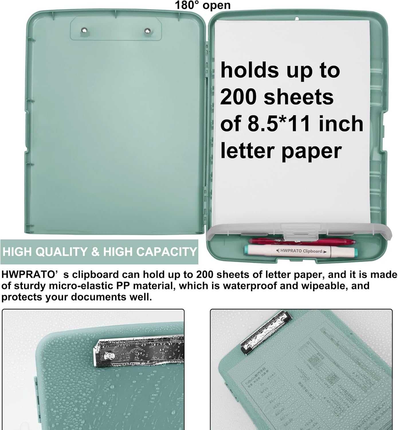 HWPRATO Clipboards Organizer Clipboard with Storage Nursing Clipboard Foldable File Folder Plastic Folio with Storage Case for Teacher,Kids,Doctor,Offices (Retro Blue)