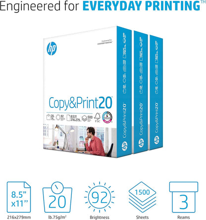 HP Printer Paper | 8.5 x 11 Paper | Copy &Print 20 lb | 1 Ream Case - 500 Sheets| 92 Bright | FSC Certified | 200060