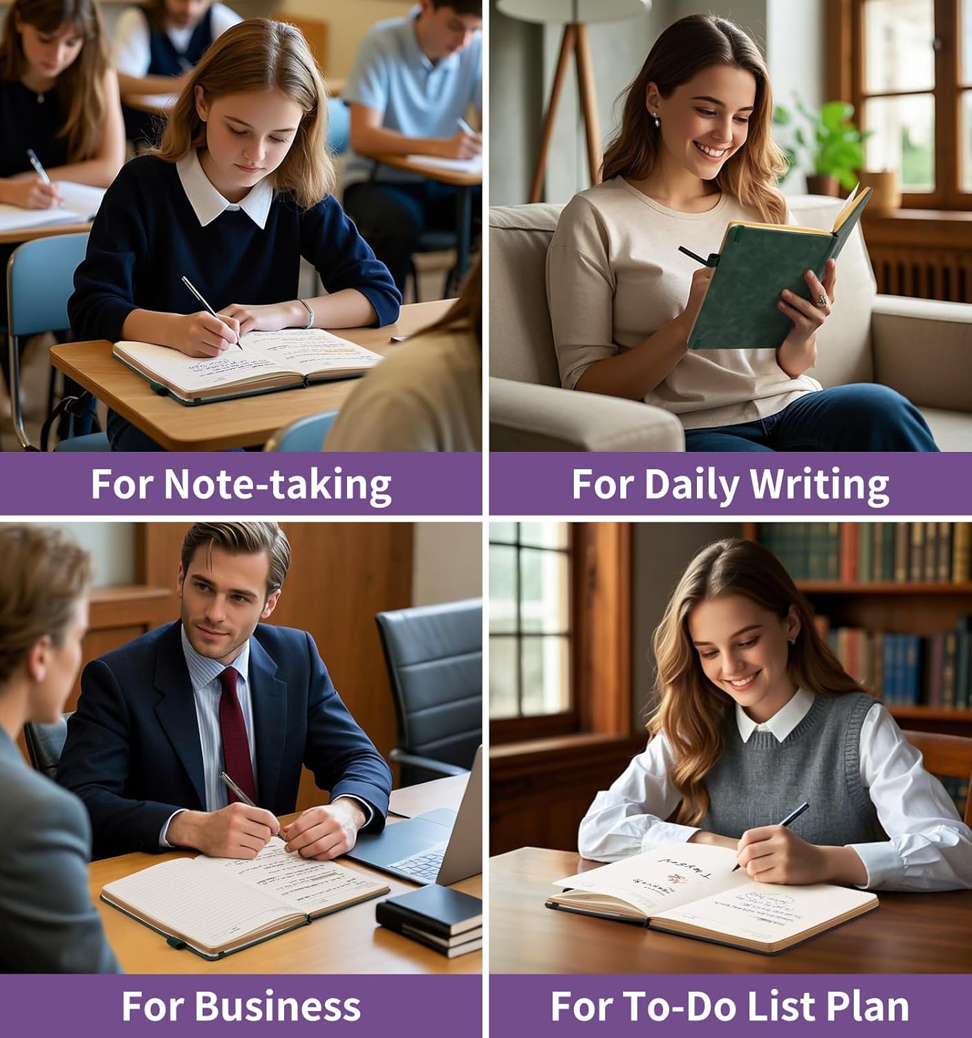 Lined Journal Notebook, A5 200 Pages Leather Journals For Writing Women & Men Travel,business,work & School,college Ruled Notebooks Hardcover Journaling Notebooks Daily Diary, 5.7'' X 8.3''-Purple
