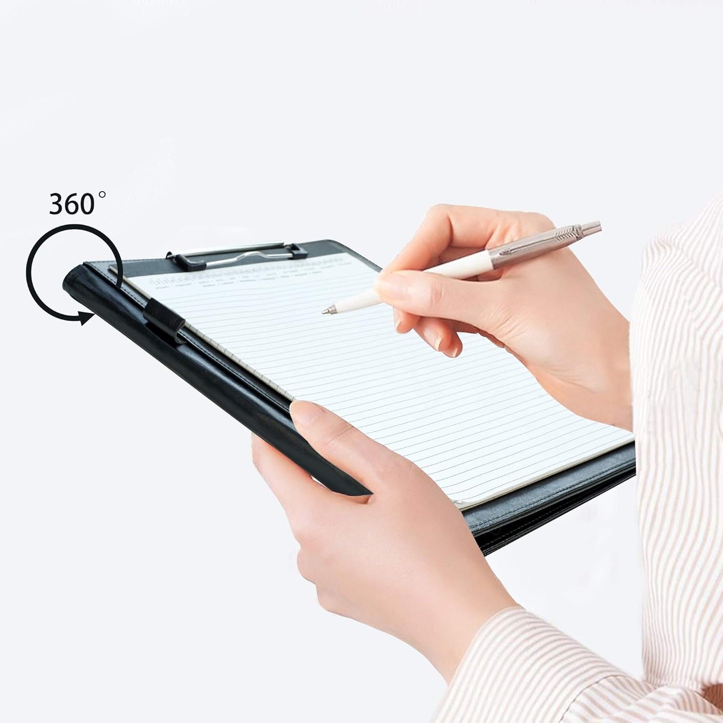 Clipboard Folder Padfolio A4, Mymazn Writing Portfolios Faux Leather Clipboards with Cover for Legal Pad Holder Letter Size 8.5 x 11 for Business Conference Notepad Clip Board (Gray Green)