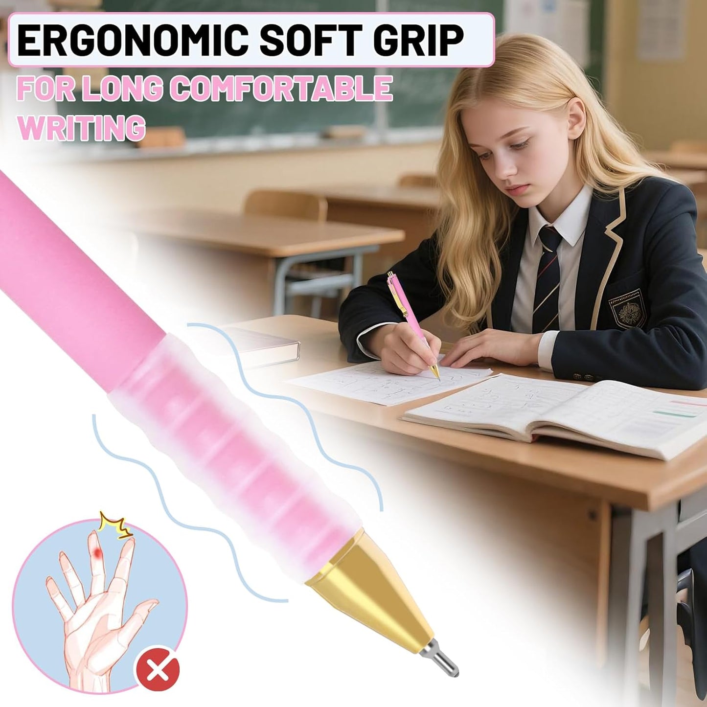 Drawdart 12 Pcs Smooth Writing Pens - 1.0mm Black Ink Ballpoint Pens with Super Soft Grip | Long Lasting Retractable Pen for School, Office & Home Supplies