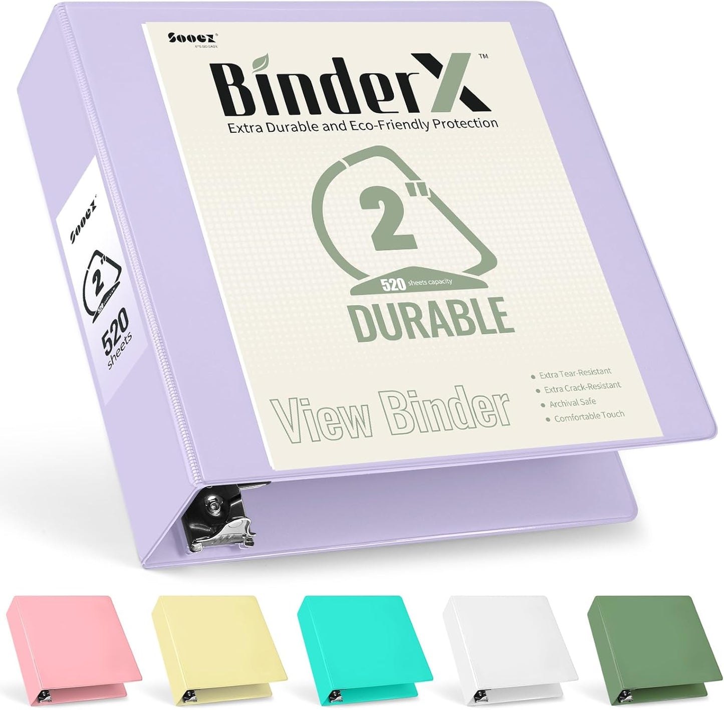 Sooez BinderX Extra Durable 3 Inch 3 Ring Binder, D-Ring Large Binders, Holds 670 Sheets of 8.5x11 Paper, Customizable View Cover with Inside Pockets, Heavy Duty 3 Ring Binder for School, Grey Blue