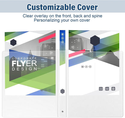 1-Inch 3-Ring-Binder with Pockets - Bundle 12 Packs, 1'' Round Binders Holds 200 Sheets US Letter Size 8.5'' x 11'' - White Binders for Home, Office, and Back to School (1'' - 12 Packs)