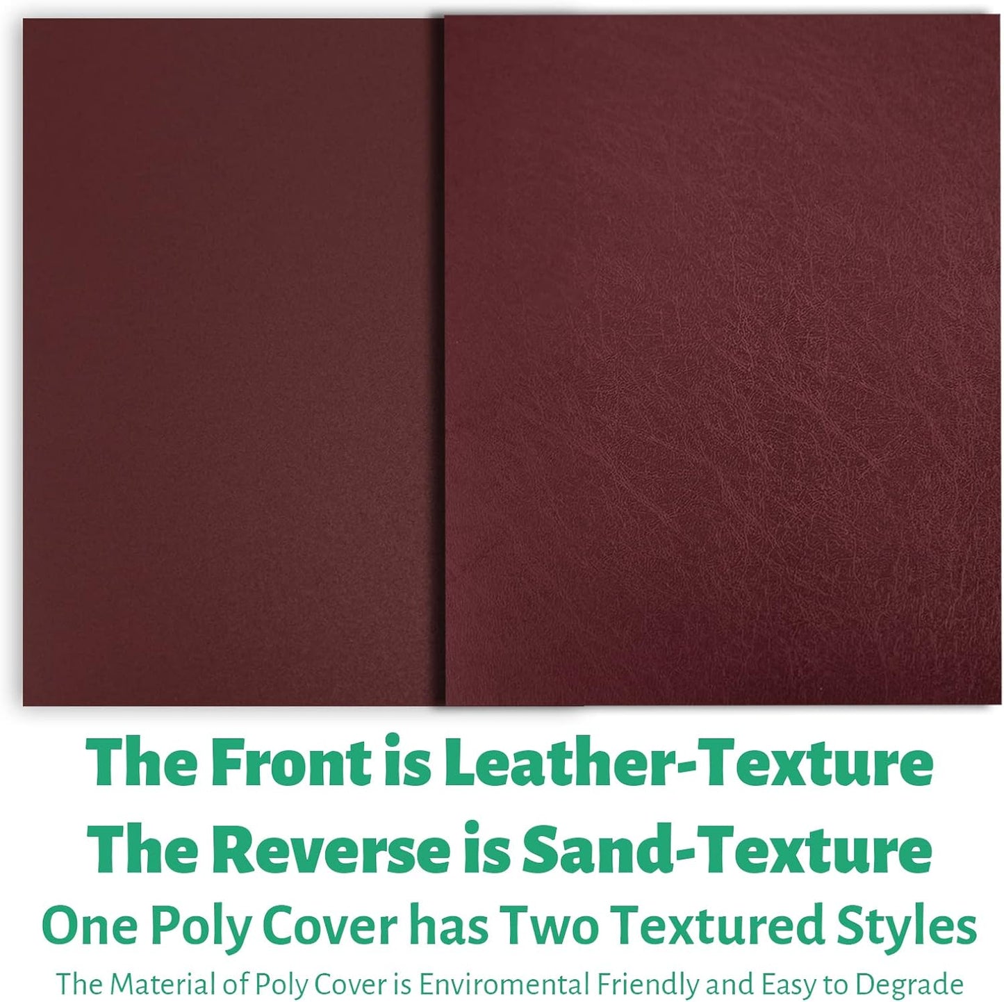 Binditek 100 Pack 16 Mil Leather-Textured Heavyduty Polycovers, Plastic Binding Presentation Covers, Letter Size, 8-1/2 x 11", Square Corners, Un-Punched, Black