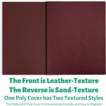 Binditek 100 Pack 16 Mil Leather-Textured Heavyduty Polycovers, Plastic Binding Presentation Covers, Letter Size, 8-1/2 x 11", Square Corners, Un-Punched, Black
