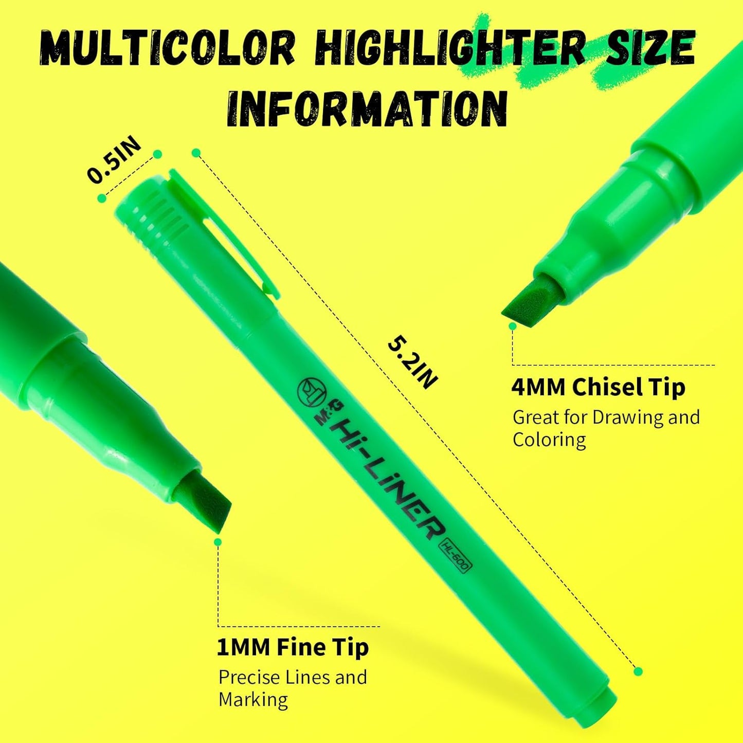M&G Liner Highlighters, 12-Count Pack Yellow Highlighters, Chisel Tip No Bleed Highlighter Pens for Office Documents, Planning, and Everyday Organization