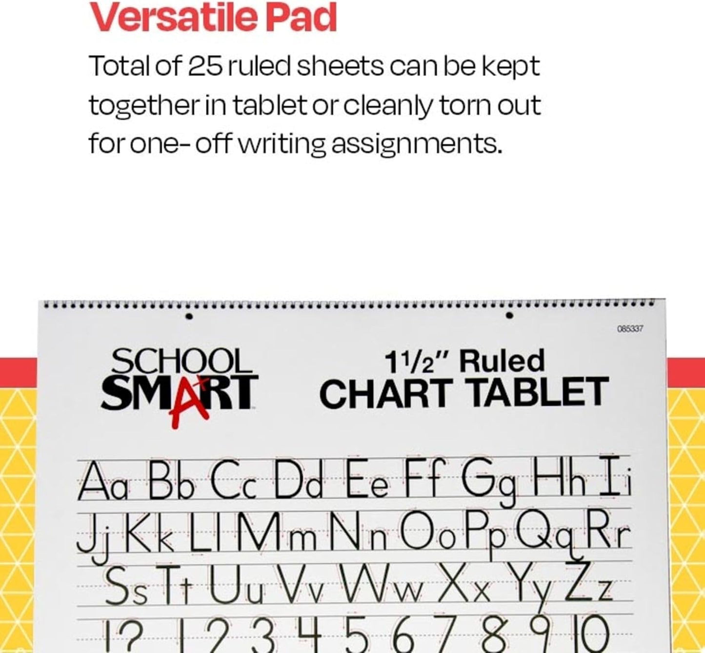 School Smart Chart Tablet, 24 x 16 Inches, 1 Inch Rule, 25 Sheets