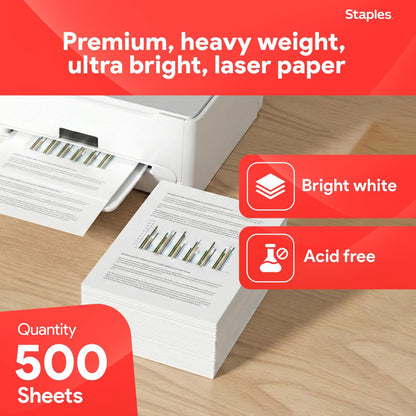 Staples 8.5-Inch X 11-Inch Laser Paper 32 Lbs. 98 Brightness 500/Rm