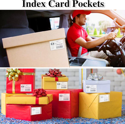 36 Pack 3" x 5" Index Card Holder Adhesive Plastic Label Holders Clear Tote Bag Labels Stickers for Organizing Storage Bins Library Card Shelves