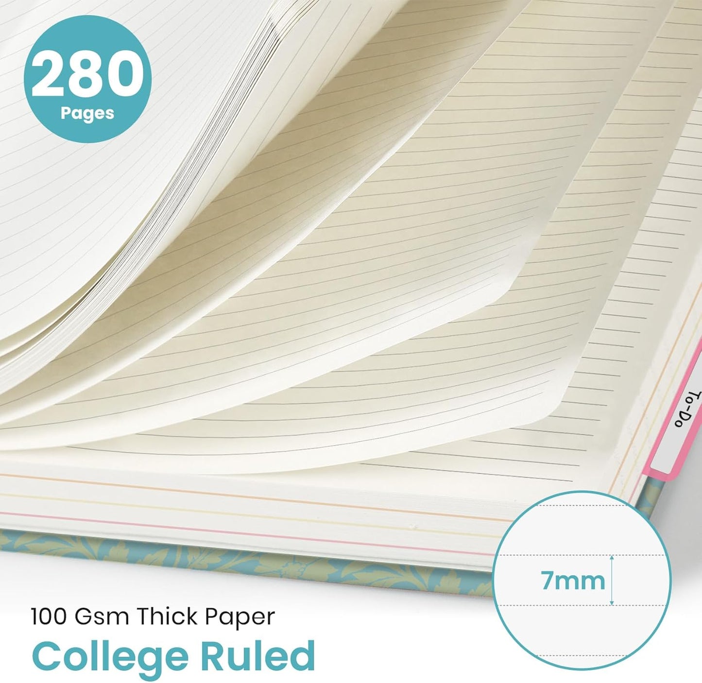 Large Lined Spiral Journal for Women Cute Hardcover 5 Subject Notebook for Work 8.5" x 11" with Removable Dividers & Tabs, College Ruled, 280 Pages Aesthetic Journal for Work, School & Note Taking, Garden of Whimsy