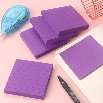Lined Sticky Notes 3x3 Sticky Notes with Lines Self-Stick Notes Bright Color 4 Pads 90 Sheets/Pad (Pastel)