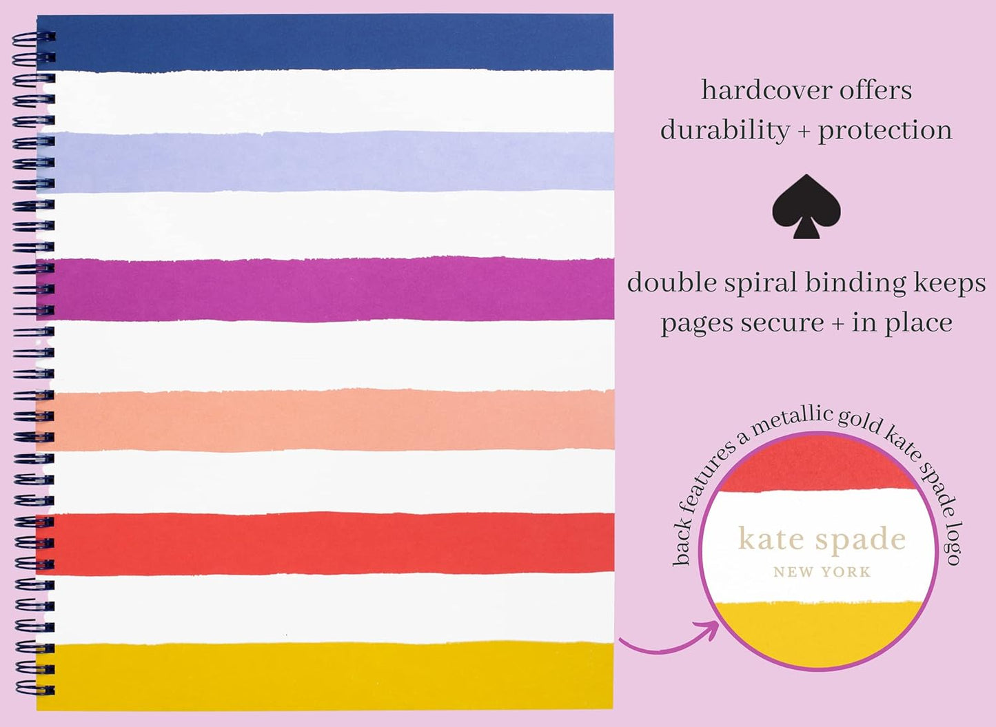 kate spade new york Large College Ruled Notebook, 11" x 9.5" Spiral Notebook with 160 Pages