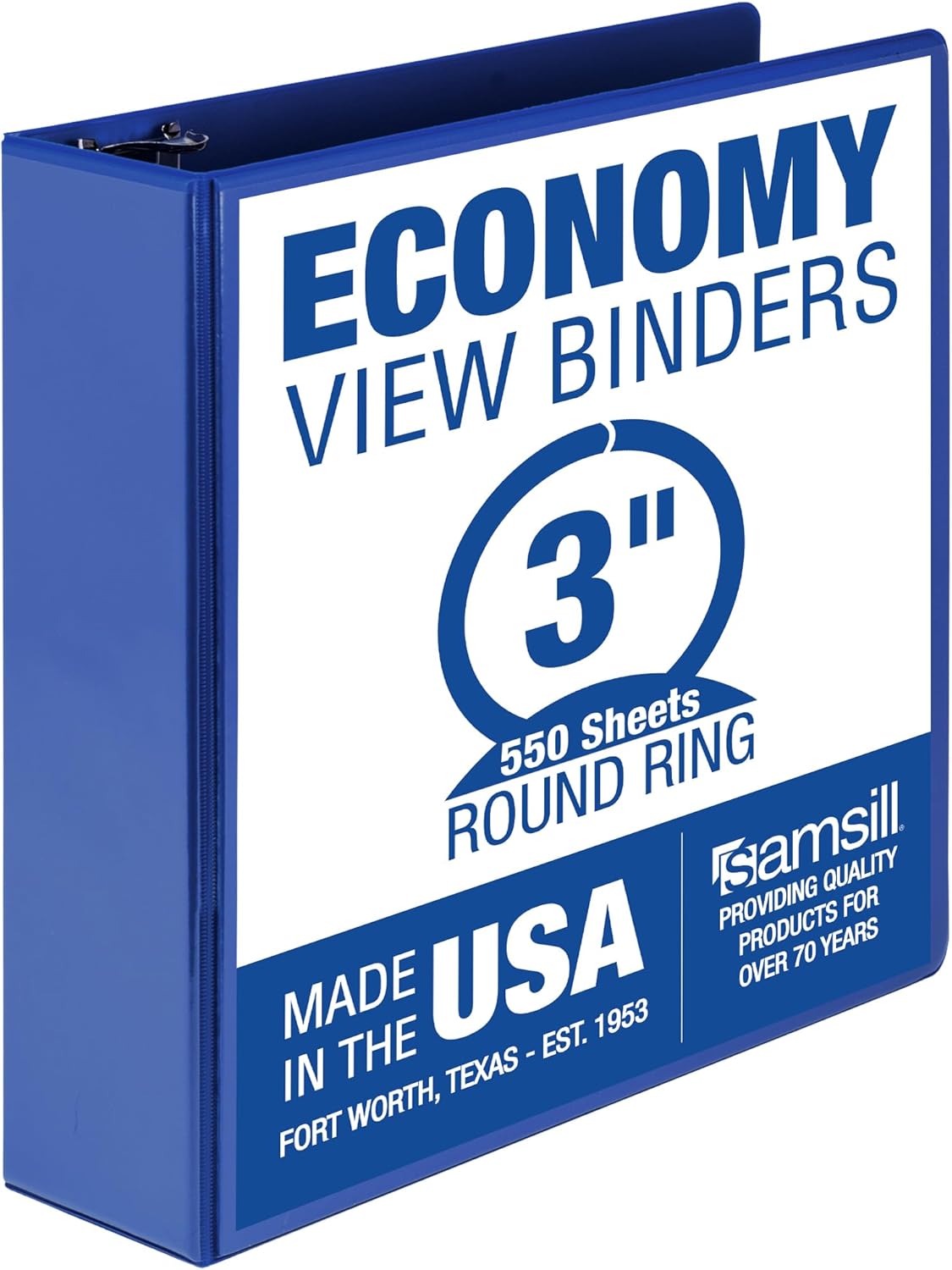 Samsill 1.5 Inch 3 Ring Binders, Economy Round Ring, Clear View Cover, 325 Sheet Capacity - for School, Home, Office - White, 4 Pack