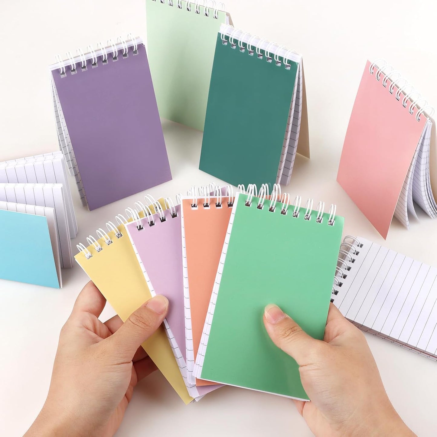 Hxezoc 10 Pack Small Pocket Notebooks, 3 x 5 Inches Mini Kraft Spiral Pocket Notebook with Lined Pages Memo Pads for Kids Home Office School Classroom Decoration Supplies