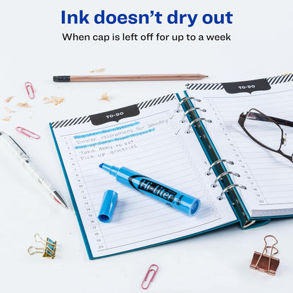 Avery Hi-Liter Desk-Style Highlighters, Smear Safe Ink, Chisel Tip, 12 Light Blue Highlighters (07746)