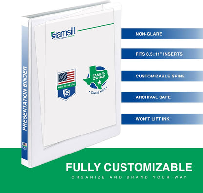 Samsill 1.5 Inch 3 Ring Binders, Economy Round Ring, Clear View Cover, 325 Sheet Capacity - for School, Home, Office - White, 4 Pack