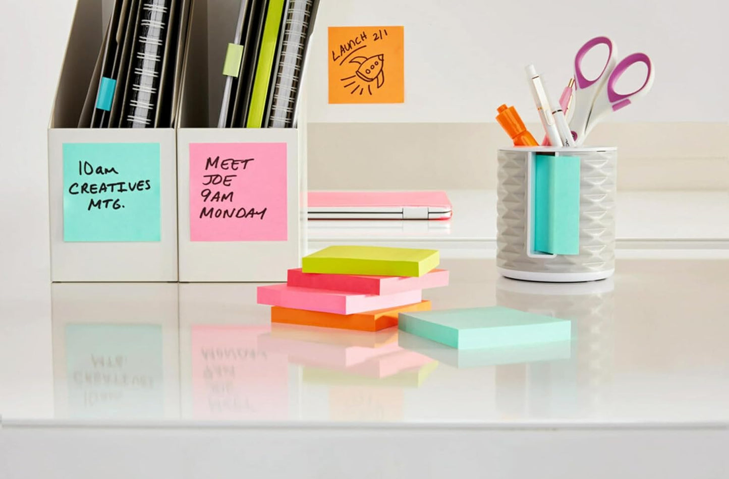 Post-it Note Dispenser, Vertical Design, Pop-Up Notes, Black with Grey Geometric Pattern, 1 Aqua Splash 3 in x 3 in Super Sticky Note Pad