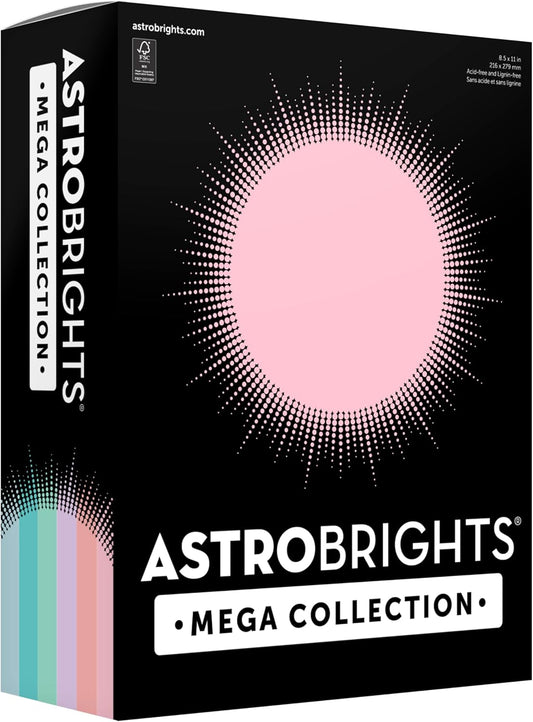 Astrobrights Mega Collection, Colored Cardstock, Unicorn Assortment, Expanded 6‑Colors, 324 Sheets, 65 lb/176 gsm, 8.5" x 11" - MORE COLORS, MORE SHEETS! (92060)