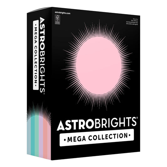 Astrobrights Mega Collection, Colored Paper, Unicorn Assortment, Expanded 6‑Colors, 624 Sheets, 24 lb/89 gsm, 8.5" x 11" - MORE COLORS, MORE SHEETS! (92061)