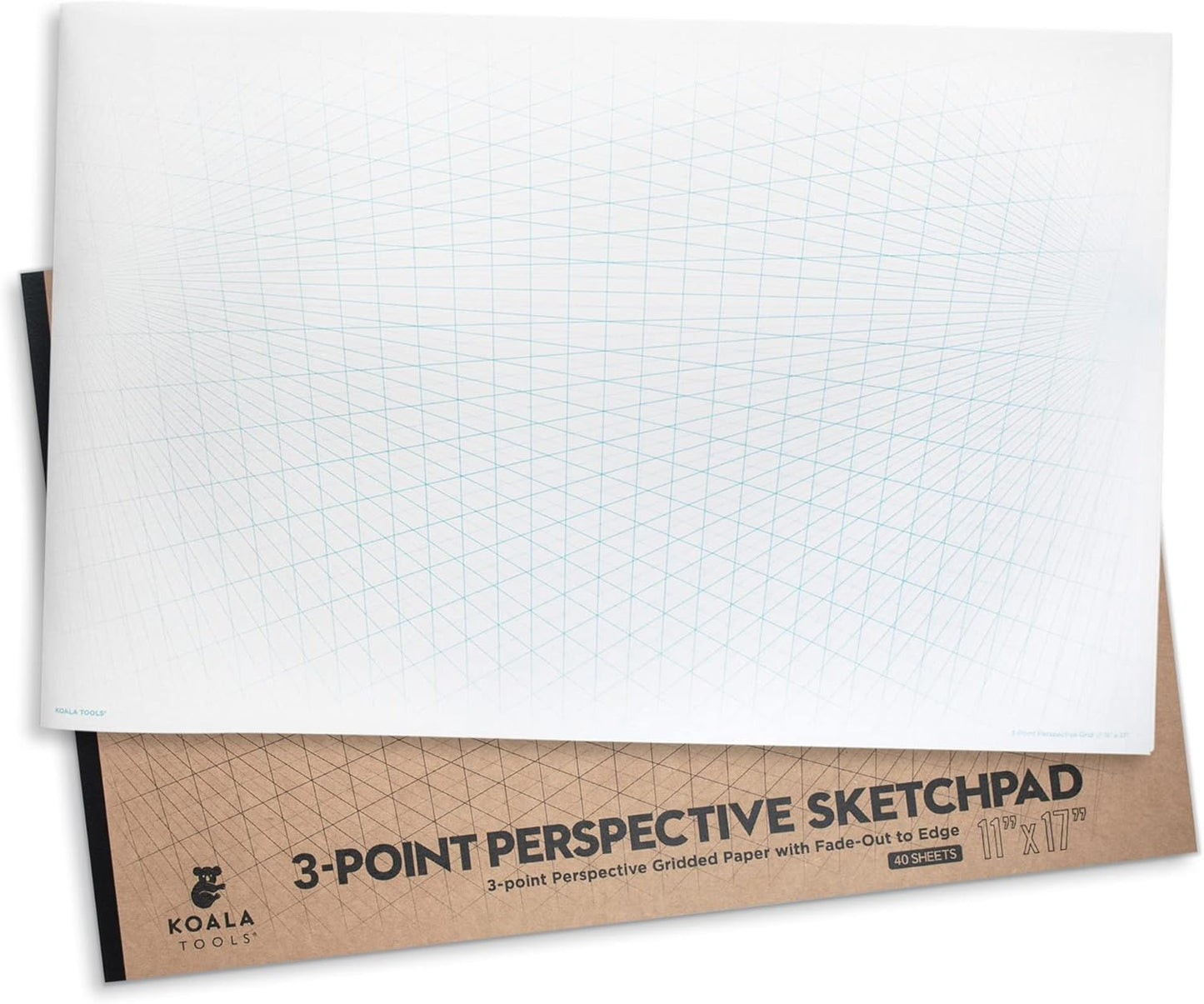 Koala Tools | Drawing Perspective (1 and 2-Point) Large Sketch Pad (1 Point - 9 x 12)