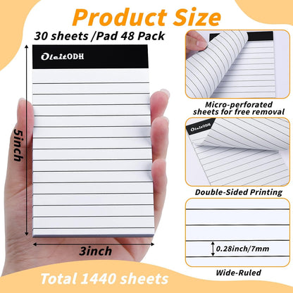 Note Pads 4x6, 36 Pack Small NotePads, Server Pads, Scratch Pads 4x6, Memo Pads White Paper, 50 Sheets per Blank Note Pads 4 x 6, Mini Writing Pads Pocket Notepads for Office School Home Supplies