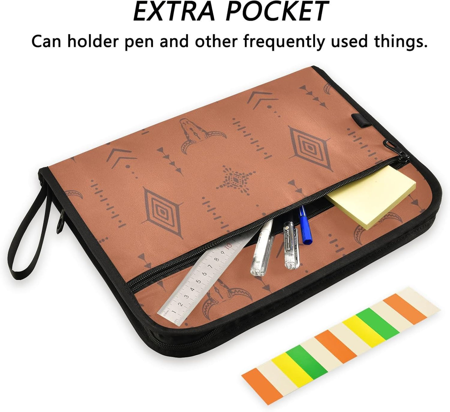 Mushroom Botanical Dragonflies Butterflies Expanding File Folder with Sticky Labels, 13 Pockets Accordion File Folder Document Organizer Expandable Zip File Folder with Zipper Closure