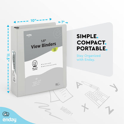 3 Inch Binder 3 Ring Binders Green, Slant D-Ring 3” Clear View Cover with 2 Inside Pockets, Heavy Duty Colored School Supplies Office and Home Binders – By Enday