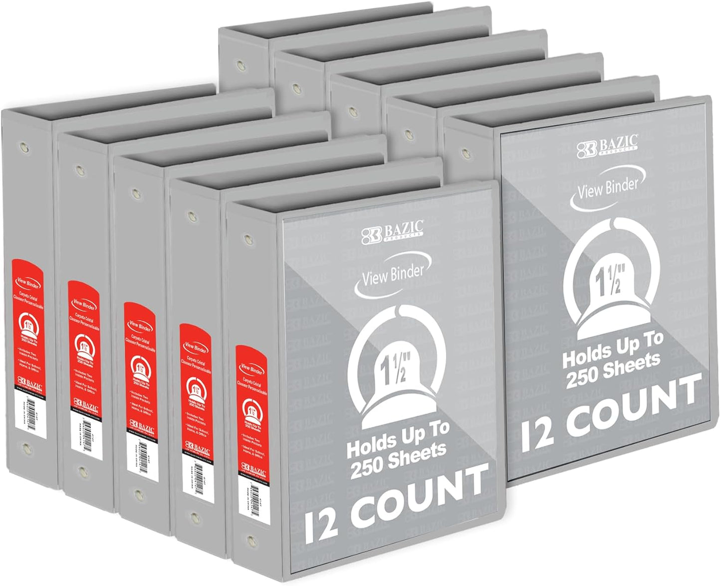 BAZIC Products 3 Ring Binder - Burgundy, Economy View Binder with Clear Overlay Cover and Round Rings, Organizer for School Office Home Use, 1.5-inch Capacity Holds 280 Sheets Paper, 1-Pack