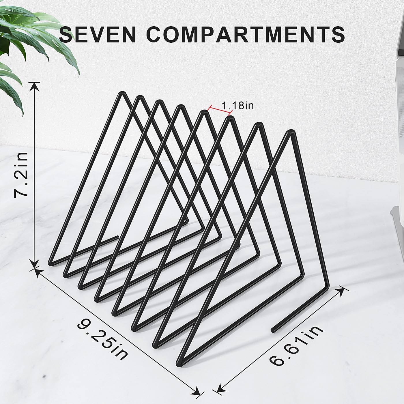 TOPCJ 2 Sets Triangle File Folder Rack,7 Sections File Holder,File Storage Sorter/Stand,Desktop File Organizer,Wire Organizer Rack,Magazine/Paper Folder Holder,Letter/Legal, Anti-Scratch/Rusty