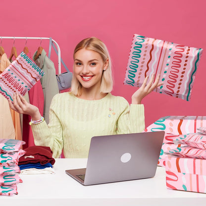 Metronic Cute Poly Mailers 10x13" 50pc Small Shipping Bags, Strong Adhesive Mailers Poly Bags for Business, Waterproof Mailing Envelopes for Packing Shipping Clothes Gifts, Gradient BluePink