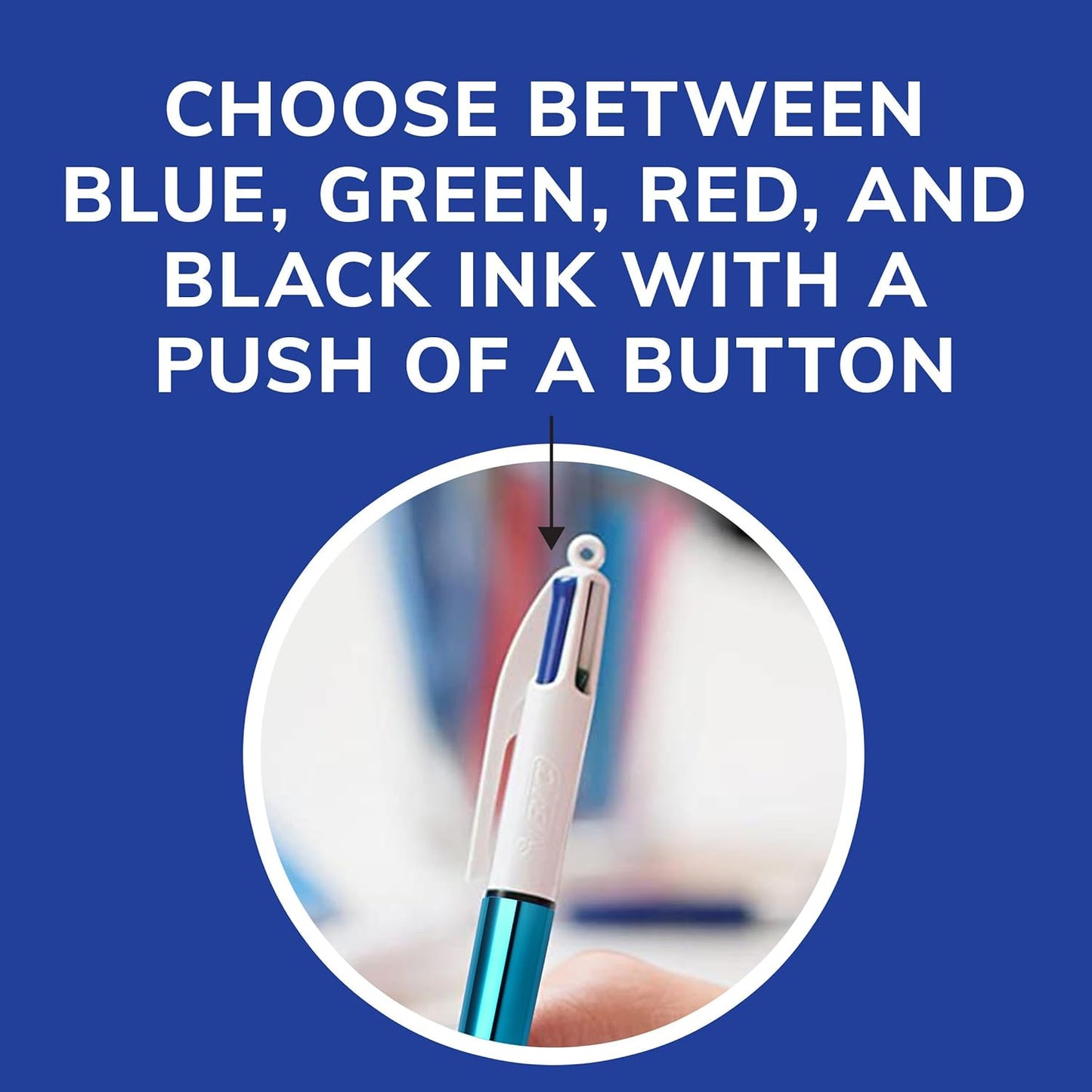 BIC 4-Color 3+1 Retractable Ballpoint Pen with Red, Blue, Black Ink and 0.7 mm Mechanical Pencil, 1-Count in Assorted Ink