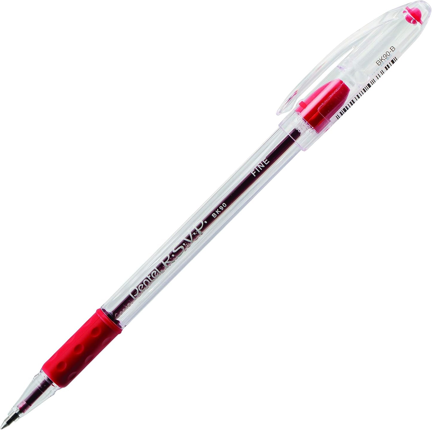 Pentel RSVP Ballpoint Pen, Fine Line, (0.7mm), Black Ink (BK90-A) (Pack of 1, 12 Count Total)