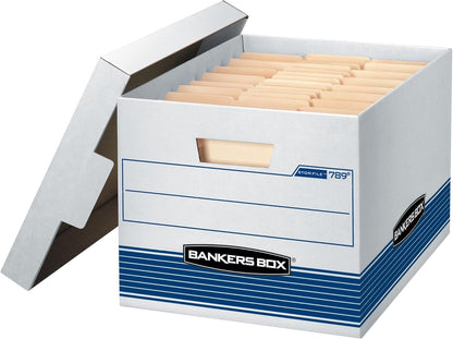 Bankers Box 12-Pack Medium Duty File Storage Boxes with Lids, FastFold Assembly, Letter/Legal, STOR/FILE, (00789)